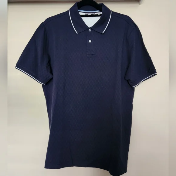 Ted Baker Men’s Textured Cotton Polo Shirt~NAVY~MEDIUM **NEW - Picture 5 of 15